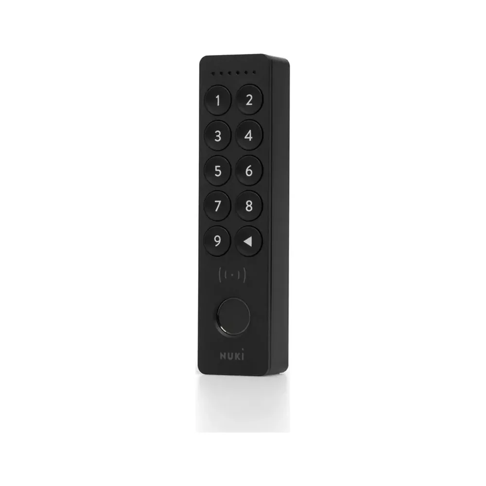 Tastierino Nuki Keypad 2 NFC nero con lettore di impronte e simbolo NFC